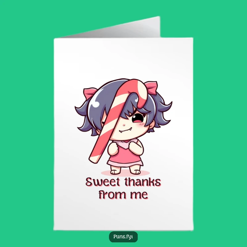 Free Printable Thank You Card: Candy Cane Character for a Sweetly Funny Gift