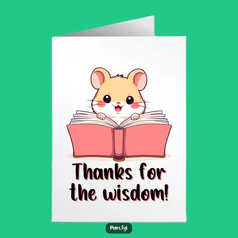 Free Printable Thank You Card: Hamster Bookworm - Charming Downloadable Gift for Gratefulness