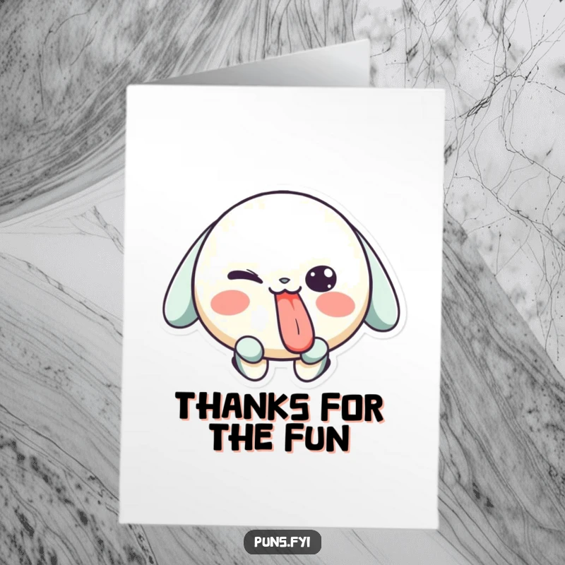 Funny Free Printable Thank You Card: A playful character sticks out its tongue while giving a wink.