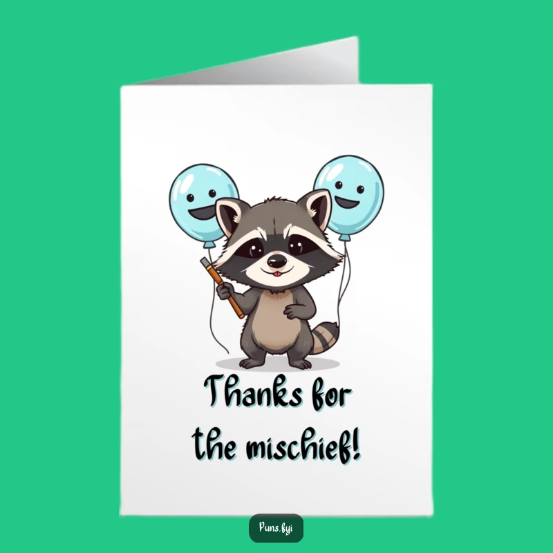 Free Printable Thank You Card: Raccoon Balloon Fun - Charming Downloadable Gift