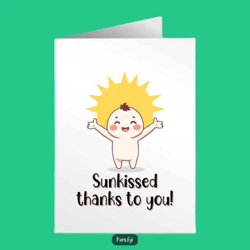 Free Printable Thank You Card: Happy Character Sunbeam Embrace Funny Gift
