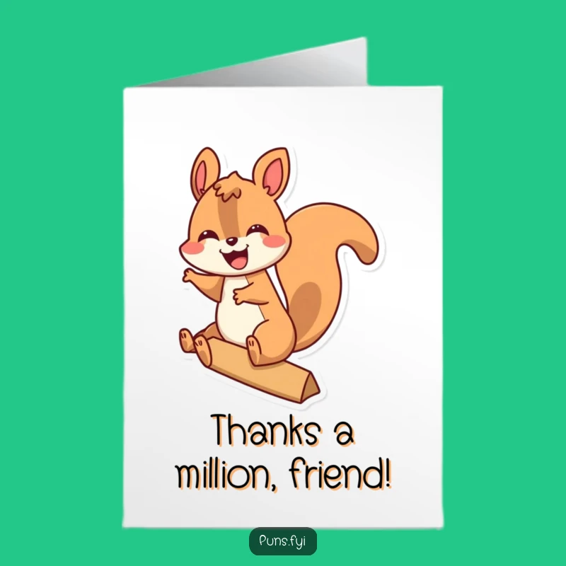 Free Printable Thank You Card: Squirrel Exclamation Point Funny Downloadable Gift of Gratitude