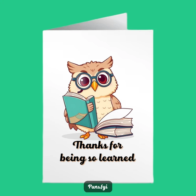 Free Printable Thank You Card: Owl Monocle Book, Cute Downloadable for Grateful Thanks!