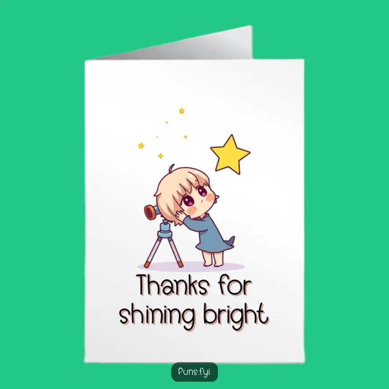 Free Printable Thank You Card: Curious Character Telescope Star Funny Appreciation Gift