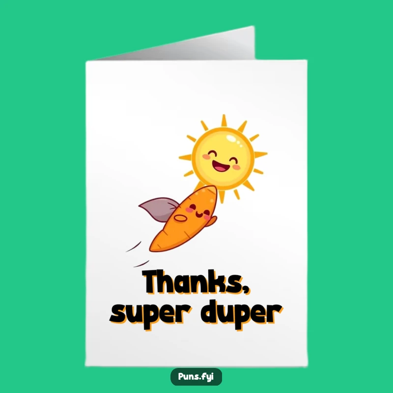 Free Printable Thank You Card: Flying Carrot Sun Thanks, Sunny Gratitude