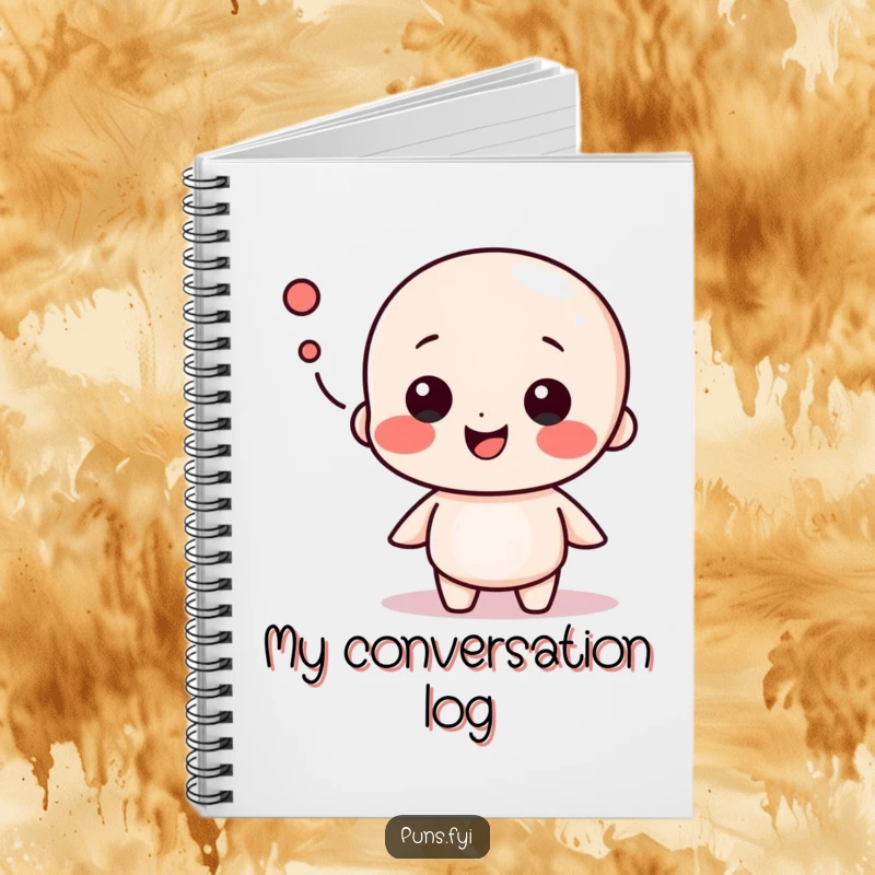 Funny notebook with a playful speech bubble character, designed for jotting down conversations and witty thoughts, a perfect funny gift.