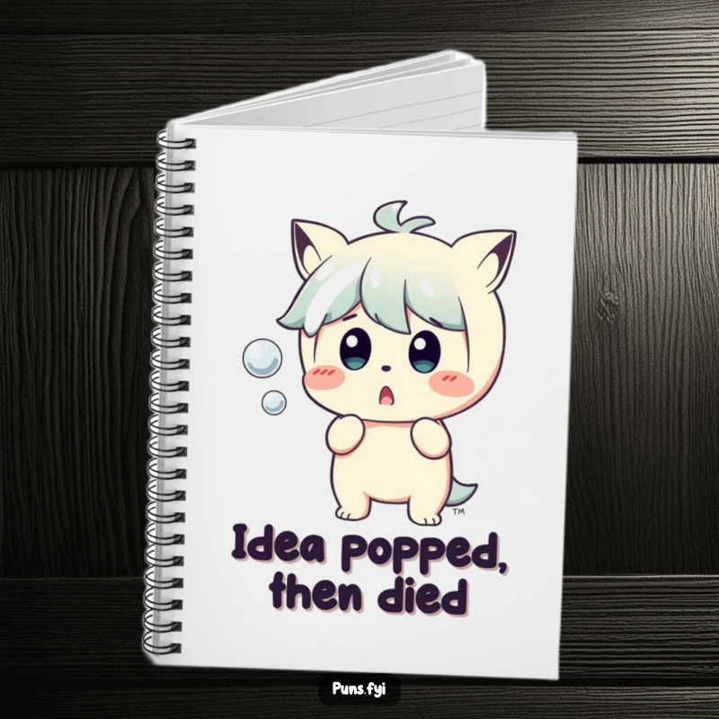Funny Notebook: A spiral-bound notebook with a cover showing a character's comically surprised face upon hearing a bubble pop.