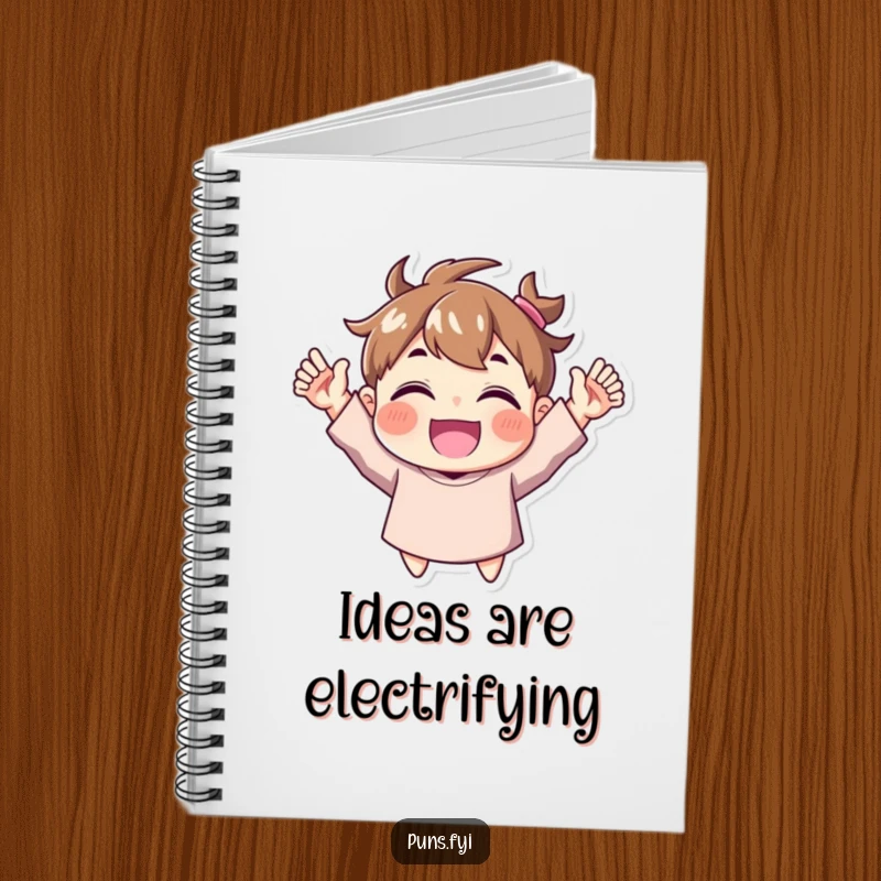 Funny Notebook: A notebook cover displaying a character in a pose of pure delight, cheering with both hands raised in a celebratory gesture.
