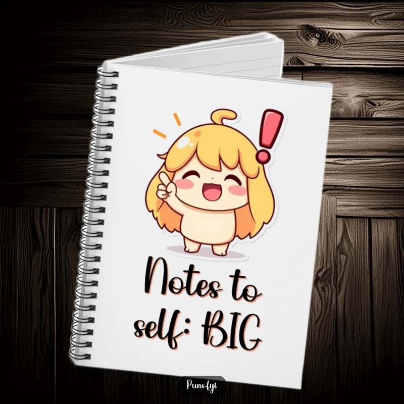 Funny notebook with a character nodding enthusiastically at a large exclamation point, ideal for journaling agreements.