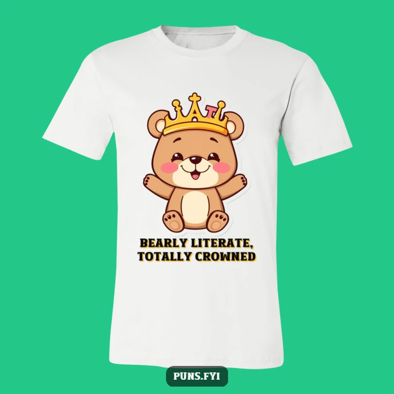 Funny Bear Cub Crown T-Shirt: Letter King, Perfect Gift for Learners