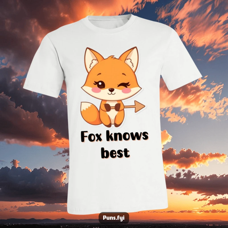 Funny t-shirt showcasing a playful fox character winking and holding a crossed-out arrow, signaling disapproval with humor.