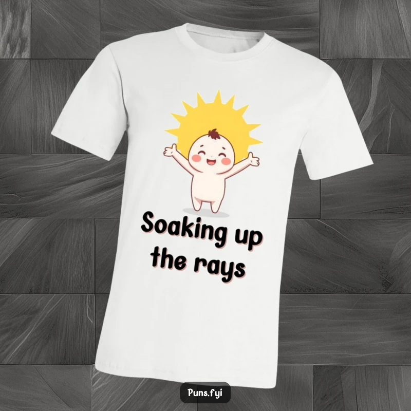 Funny T-Shirt: A character with outstretched arms is bathed in the glow of a sunbeam, expressing pure happiness and contentment.