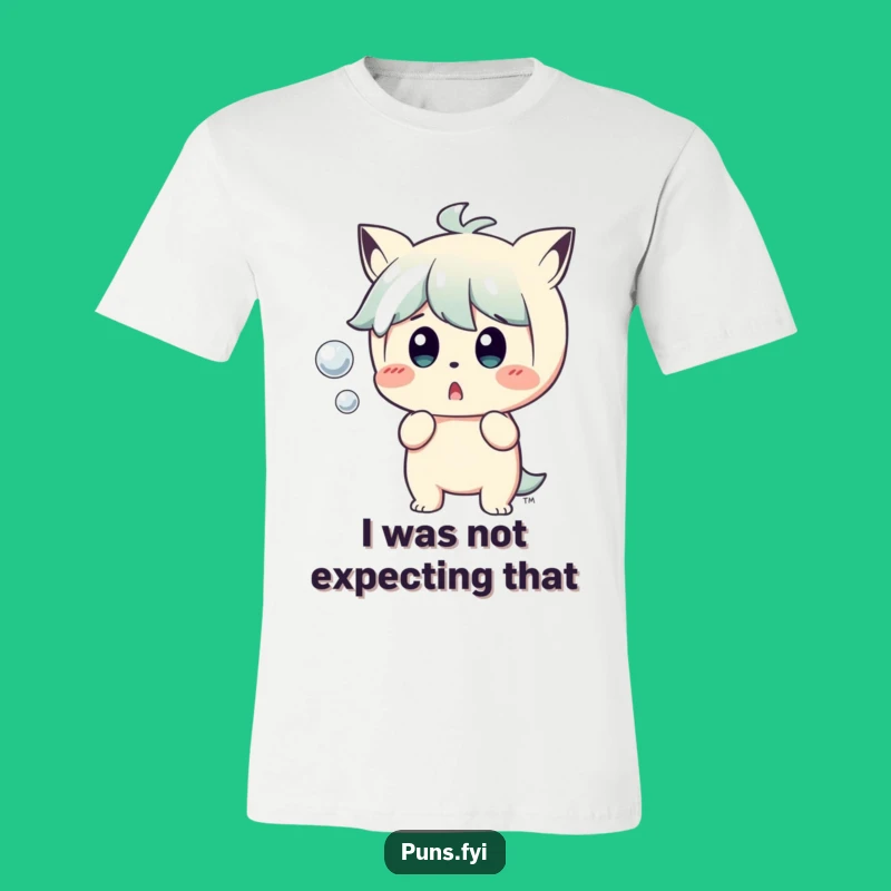 Funny Surprised Character T-Shirt: Shocked by a Popping Bubble - Wearable Comedy!
