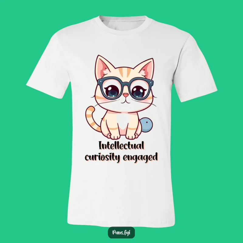 Funny Kawaii Cat Glasses T-Shirt - Curious Questioner Gift