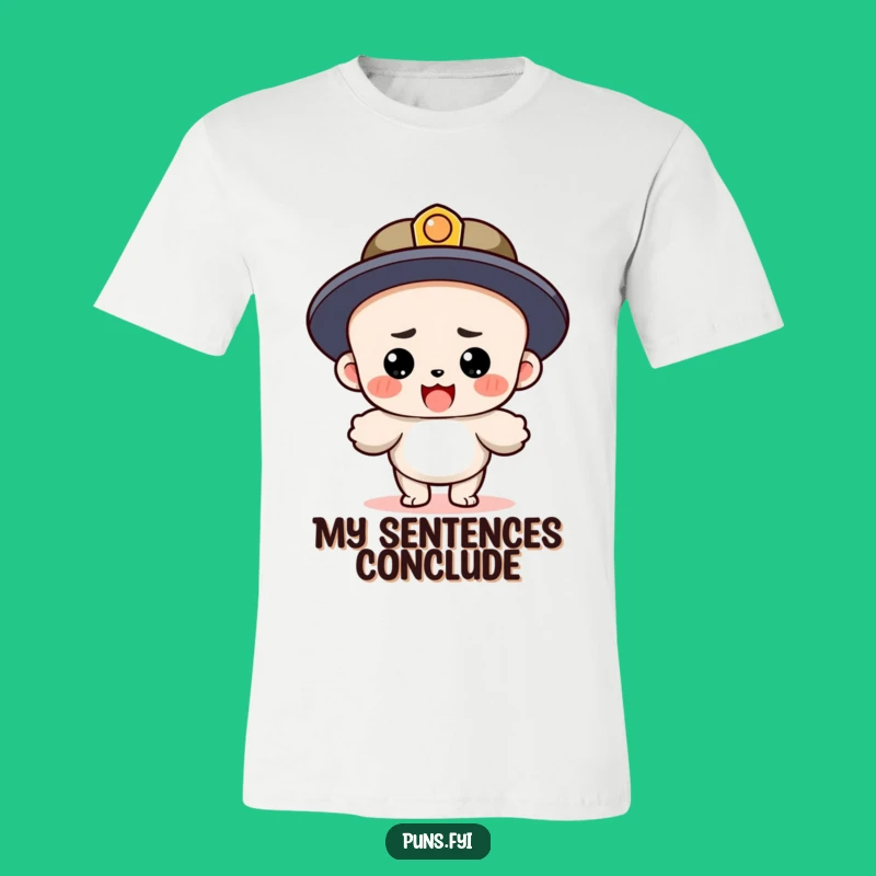 Funny Period Character T-Shirt: Confident Landing After a Lengthy Sentence!