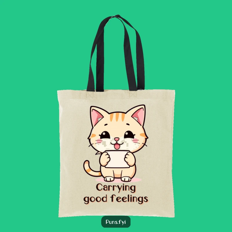Funny Cat Speech Bubble Tote Bag: Grinning Icon, Perfect Carryall Gift