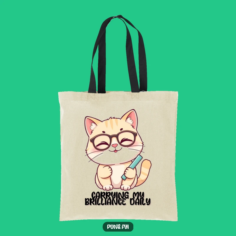 Funny Winking Cat Chalk Tote Bag - Smart Shopping Bag, Hilarious Gift