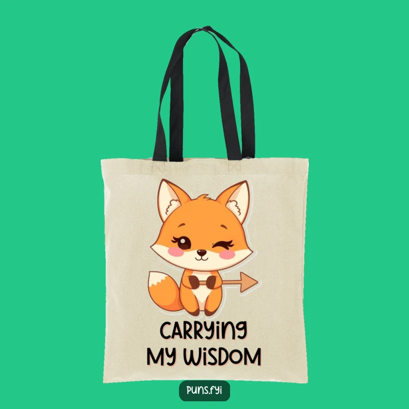 Funny Fox Wink Arrow Tote Bag: Clever Cartoon Accessory, Perfect Funny Gift