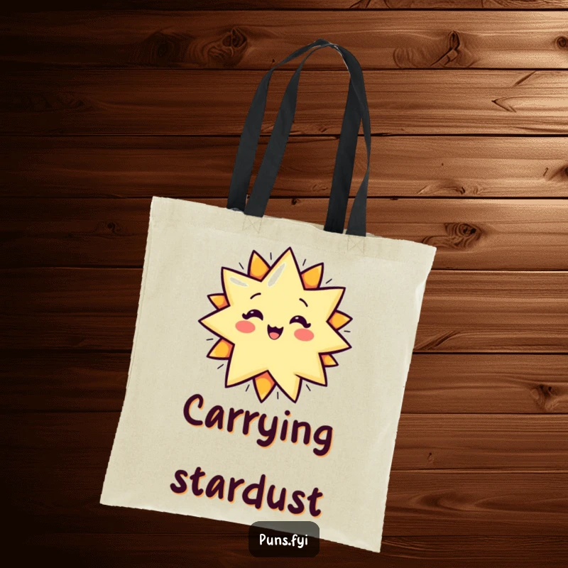 Funny Tote Bag featuring a dynamic cartoon star bursting with a POP! graphic, ideal for carrying items with humorous flair.