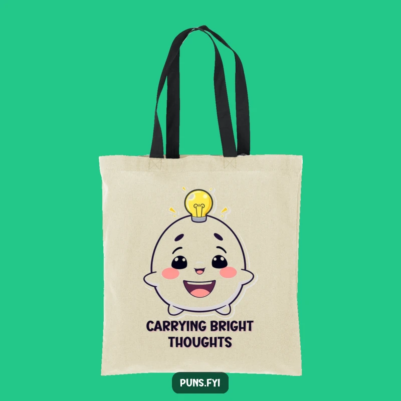 Funny Lightbulb Idea Tote Bag: Grinning Genius Character, Carry Your Brightest Thoughts